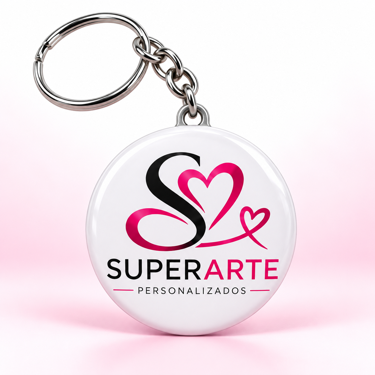 Chaveiro de bóton personalizado com a logomarca da SuperArte